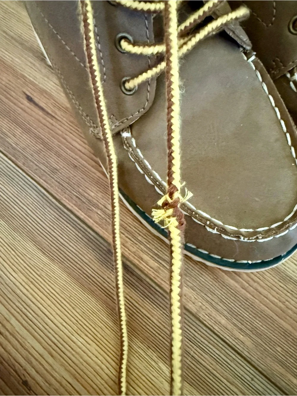 Boys Brown Leather Lace-Up Moc Toe Boots